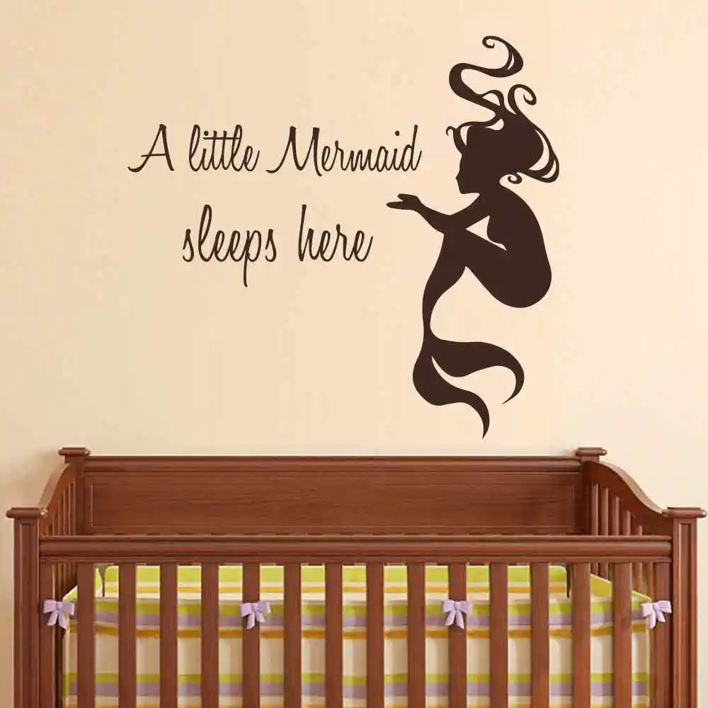 Wall Decal Quote A Mermaid Sleeps Here Mermaid Stickers Vinyl Decals
