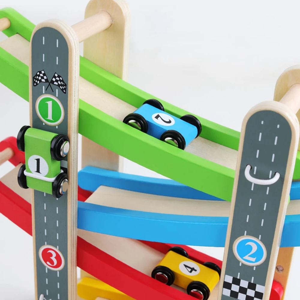 Детские Деревянные Монтессори лестница скользящая машинка деревянный слот трек автомобиль игрушки развивающие игрушки модельные автомобили игрушечная горка для детей подарок