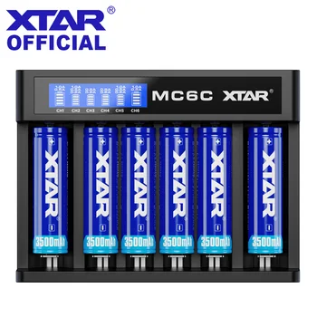 

XTAR MC6C Charger Micro USB DC Input 6-slot LCD Smart Li-ion Battery Charger 10400-26650 Flat 32650 21700 20700 18650 Battery