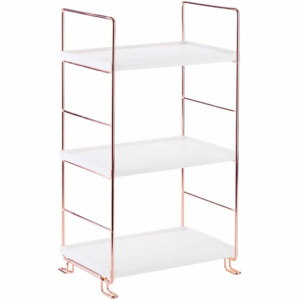 Billige 3 2 Tiers Bad Kupfer überzogen Dusche Organizer Regale Landung Waschen Rack Tragbare Multi Schichten Kosmetische Lagerung Regal