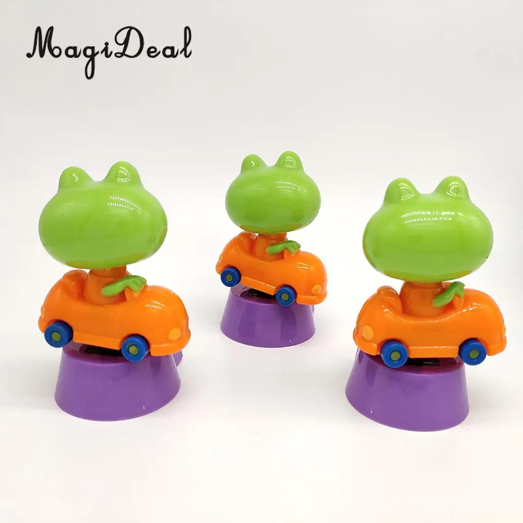 Cartoon Solar Powered Frog Driver Animal Figurine - Dancing Swing Model Kids Educational Toy Car Desk & Festival Decor