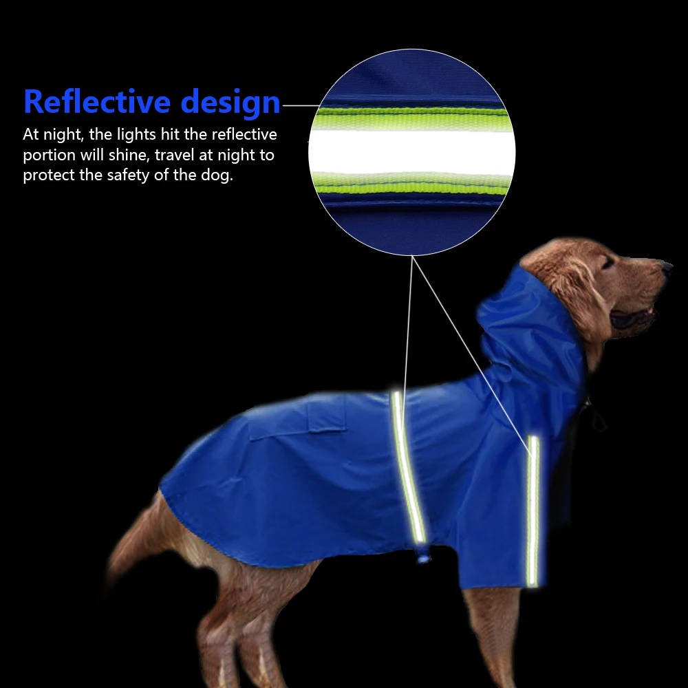 Светоотражающий дождевик для собак водонепроницаемый дождевик пончо с отверстием для поводка карман для маленьких средних и больших домашних животных зеленый синий оранжевый розовый