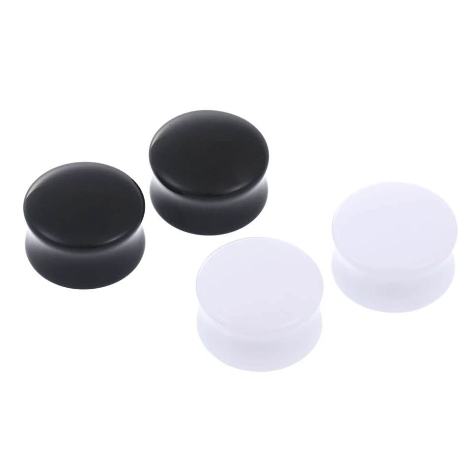 Body Jewelry 1Pair Acrylic Black and White Ear Plugs Tunnels Ear Expander Stretcher Piercing Earring