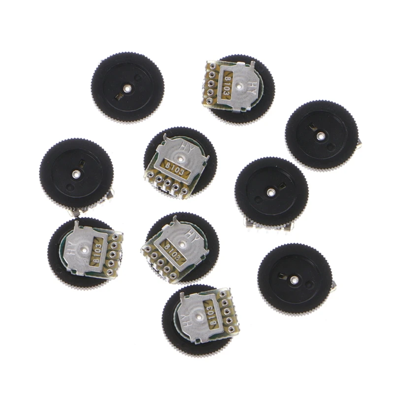 

10 Pcs B103 16x2mm 10K Ohm Double Dial Taper Volume Wheel Duplex Potentiometer
