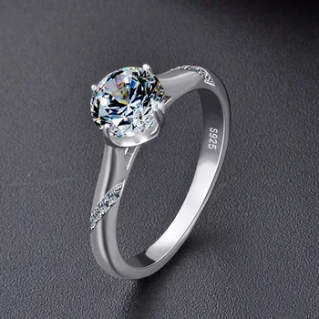 

WYJZY Inlaid 5A zircon fine sterling silver ring for women women's fashion engagement ring jewelry high-end ball with jewelry