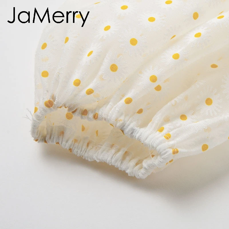 JaMerry Винтаж wweet цветок женская блузка рубашка Лето Элегантный бежевый топ