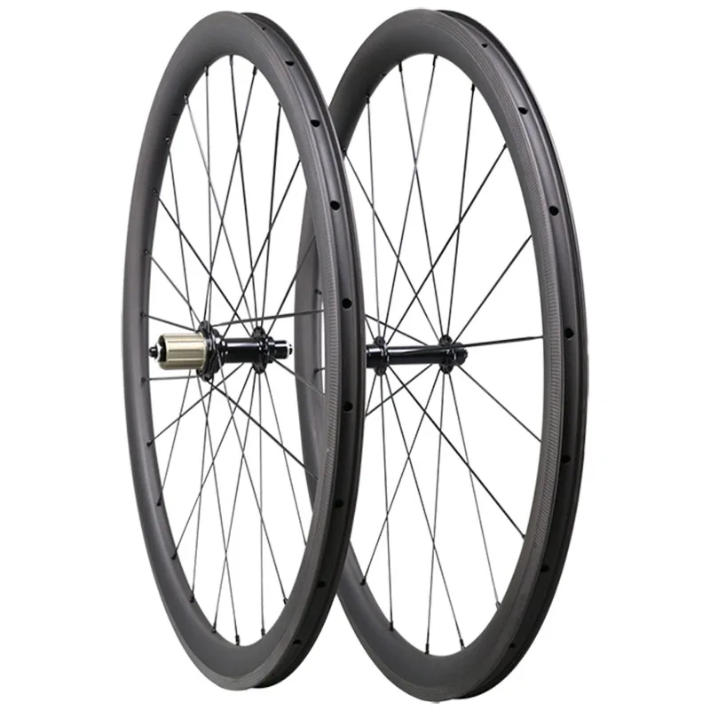 

700C Chinese Carbon wheels 40mm clincher hookless 25mm width U shape R13 CN spokes Wheelset