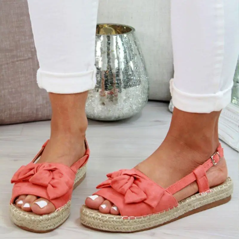 

vertvie Torridity Casual Bow Womens Sandals Strap Flats Sandals Shoes For Woman Solid Color Peep Toe Sandalias Mujer