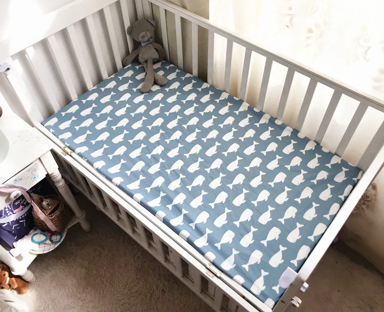 Хлопковая простыня с рисунком для детской кроватки, 110*60 120*70 см, наматрасник для новорожденных мальчиков и девочек, постельные принадлежности, покрывало для кровати