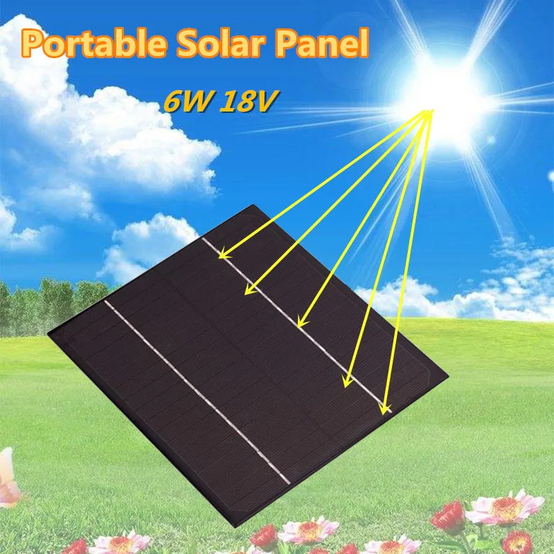 

6W 18V Portable Silicon Epoxy Solar Panel Portable Power Bank Board External Battery DIY Clip Solar Cell System Charger