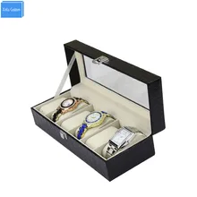 PU кожаный+ деревянный 6 решетка ячейки для подарка роскошный бренд часы Дисплей Коробка Футляр для часов держатель для Хранения Драгоценностей Органайзер