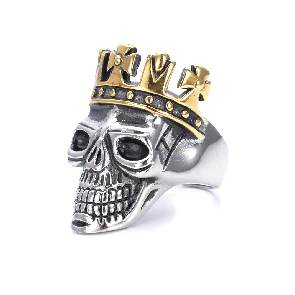 

Skull ring crown golden skulls man ring Nightclub decorations
