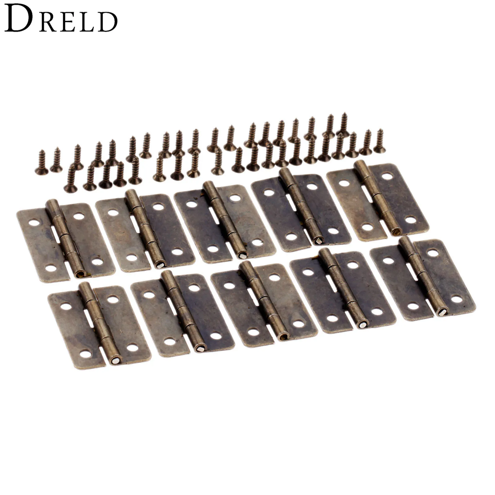 DRELD 10pcs 30*21mm Antique Bronze Hinges Furniture Decoration