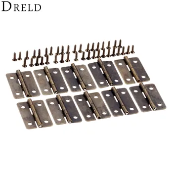 

DRELD 10pcs 30*21mm Antique Bronze Cabinet Hinges Furniture Decoration Door Drawer Decorative Mini Hinge For Jewelry Wooden Box