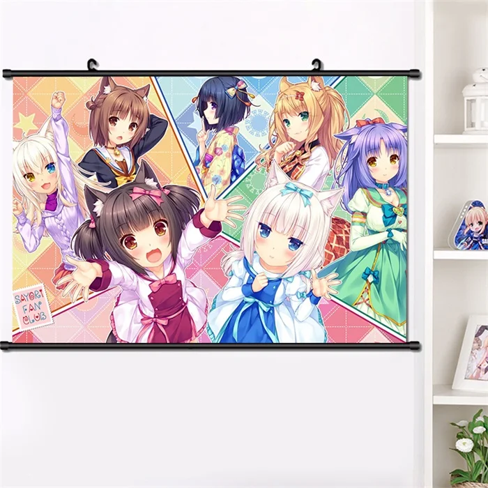 Аниме NEKOPARA Chocolat ванильный Azuki кокосовый настенный Свиток Плакат манга настенные подвесные плакаты модное украшение дома 40*60 см - Цвет: E