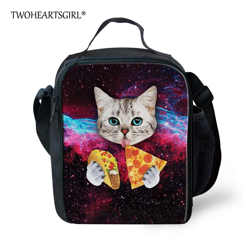 Twoheartsgirl с милым принтом животных кошка Lunchbag изоляцией Пикник Еда сумка для Для женщин дети маленькие Термальность основной девушки обед