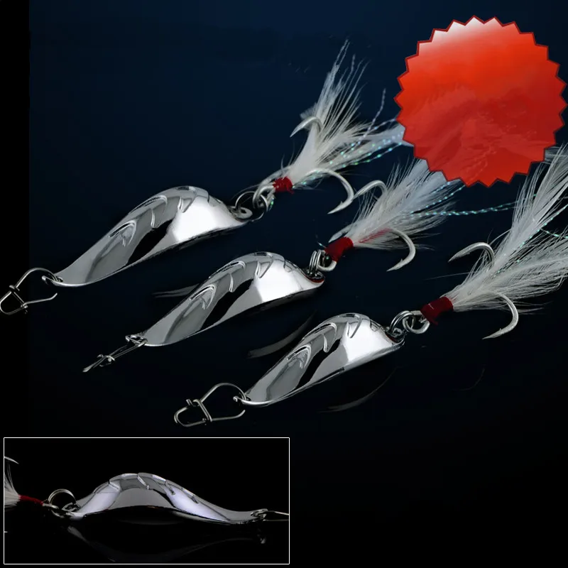 Fishing Spoon Lure Grandiose Stroke Dancing Whirlpool Big Arc Artificial Metal Long Cast Lures 10g/15g/20g 4 Times Hook