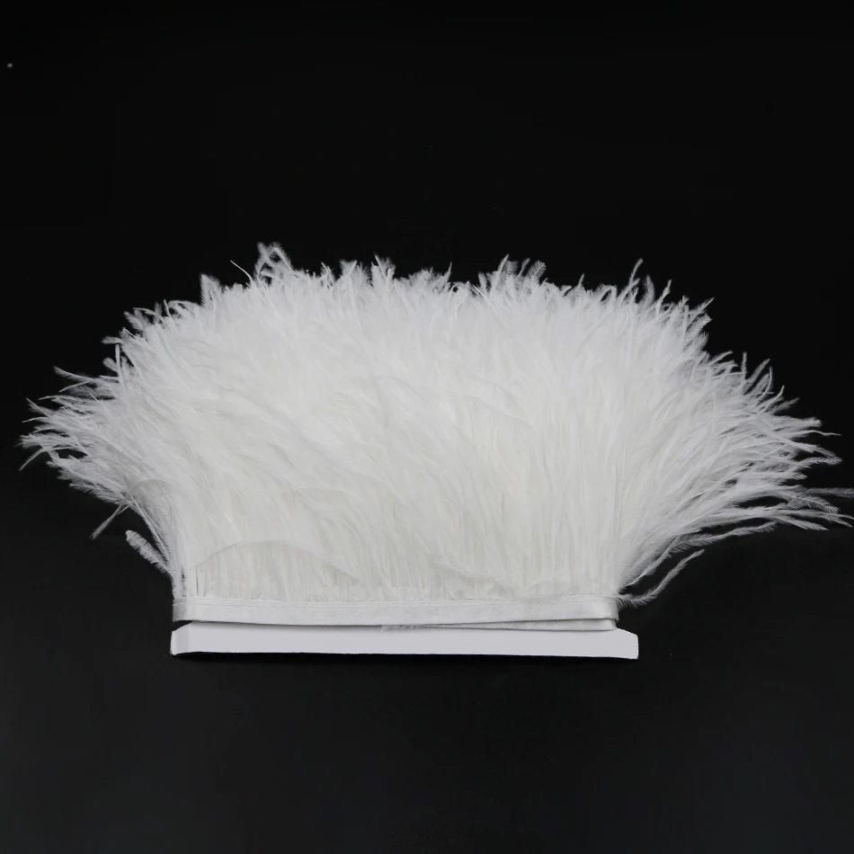 12 bleached white ostrich feather fringe 1