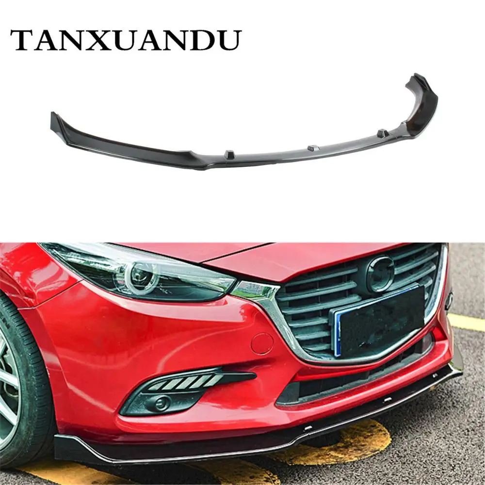 

Black Painted 3-Stage Front Bumper Lip Spoiler Underbody Wing Factory Sporty Type Fit For MAZDA 3 AXELA 2014-2018