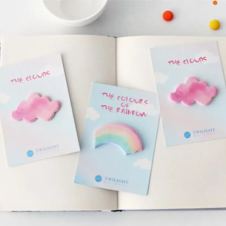 

1pcs/lot Kawaii Macaron The colors of the Rainbow and The Clouds design sticky notes stickers scrapbooking memo pads journal
