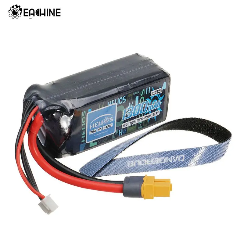

Helios 14.8V 1300mAh 4S 75C Rechargeable Lipo Battery XT60 Plug For Eachine Wizard X220 FPV Racer Drone
