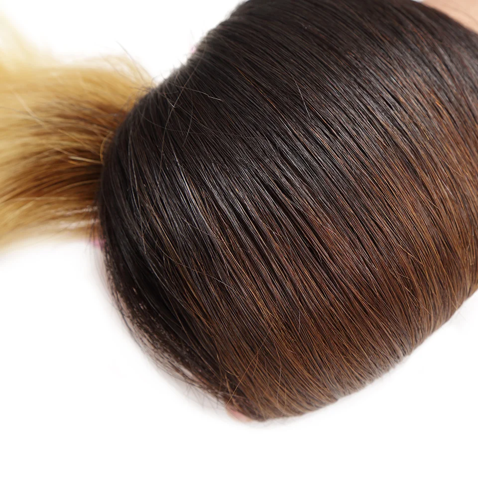 Luvin Омбре бразильские волосы прямые Remy натуральные кудрявые пучки волос цвет T#1B/#4/#27