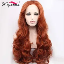 Медно-красный длинный парик Оранжевый Рыжий волнистые парики для женщин синтетический парик на кружеве вечерние парики без клея Термостойкое волокно