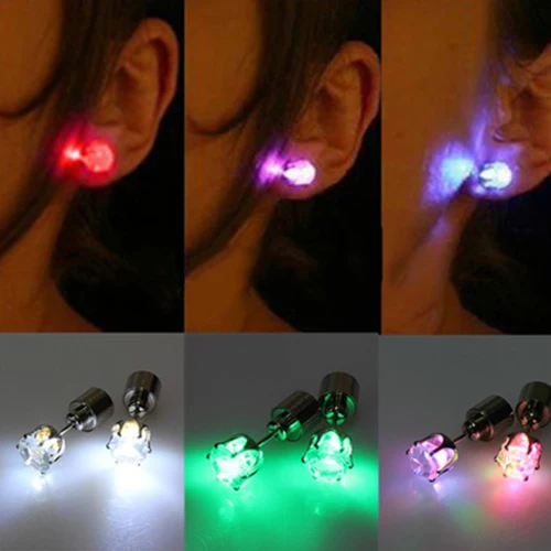 

2018 Light Up Stainless Steel Earrings Led Ear Studs Dance Party Accessories