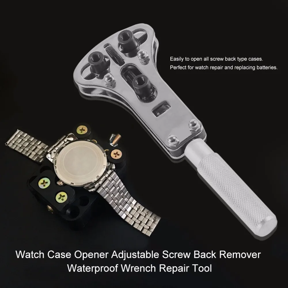 Steel Watch Back Case Opener Repair Tool Adjustable Screw Back Remover