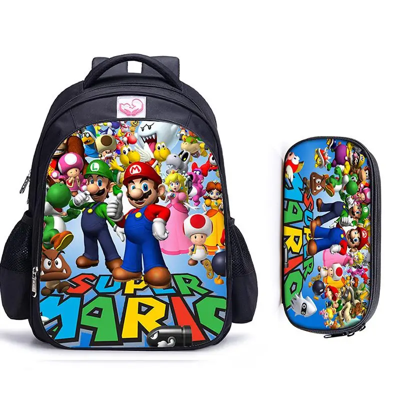 16 дюймов Mario Sonic Boom Hedgehogs детские школьные сумки ортопедический рюкзак детский школьный рюкзак для мальчиков Mochila Infantil сумки с рисунком - Цвет: 2pcs Mario 28