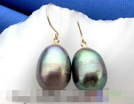 

hot sell new - -hot 00063 rice black peacock freshwater pearl earring
