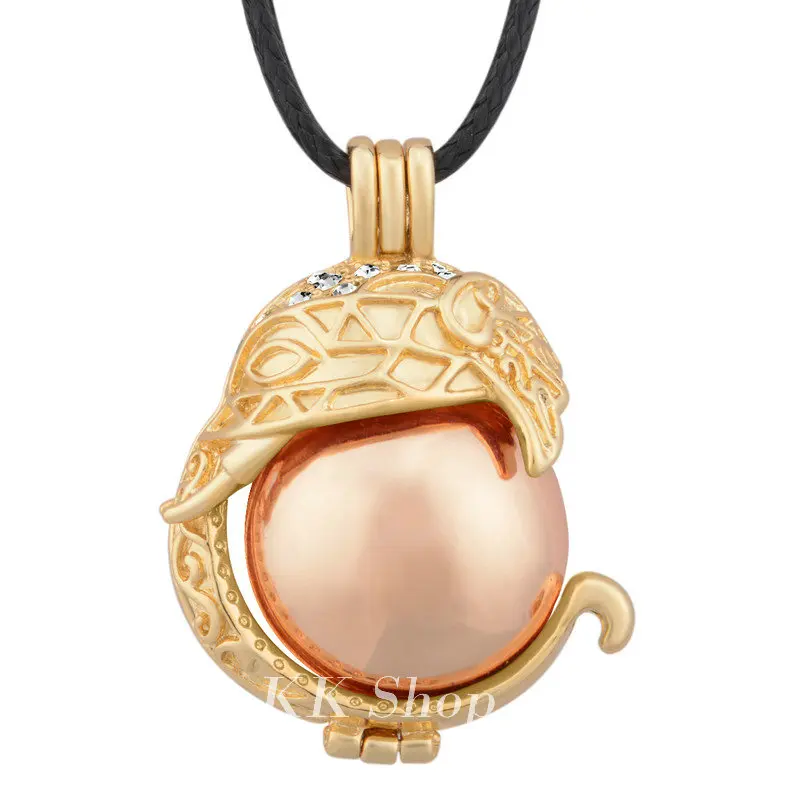 

Eudora Gold Color Elephant Cage Pendant for 20mm Eudora Harmony Ball with sounds Clear Rhinestones Locket Necklace H252
