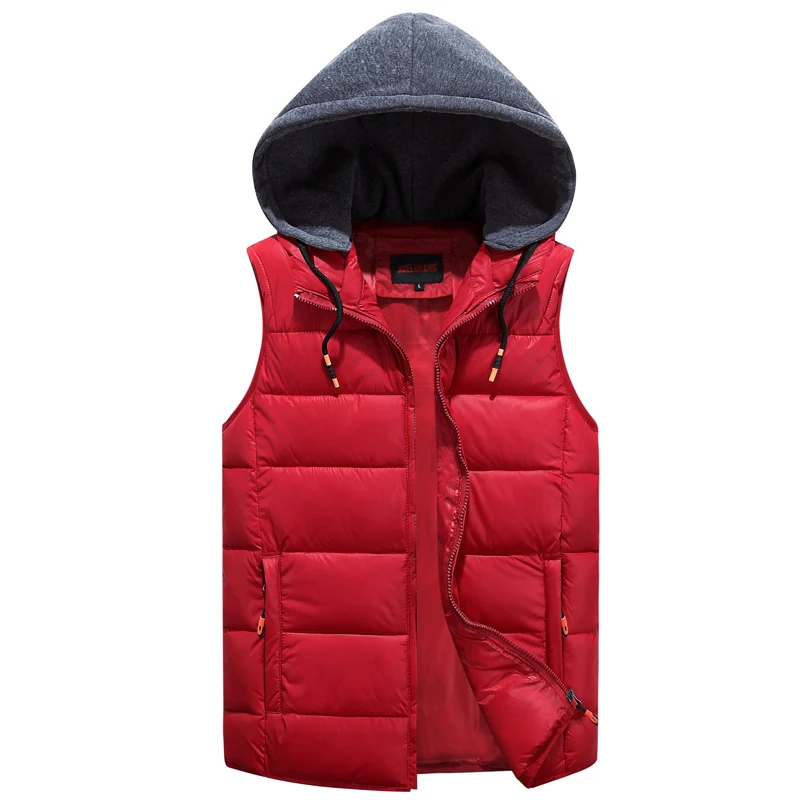Зимний хлопковый теплый жилет, повседневный для мужчин, толстый, для колледжа, красная ветровка, без рукавов, куртка без рукавов, мужской классический жилет - Цвет: Red Vest