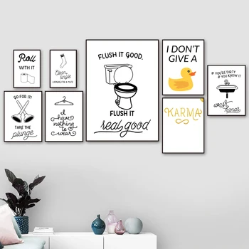 

Toilet Paper Toilet Sink Socks Duck Quotes Art Canvas Painting Nordic Posters And Prints Wall Pictures For Bathroom Decoration