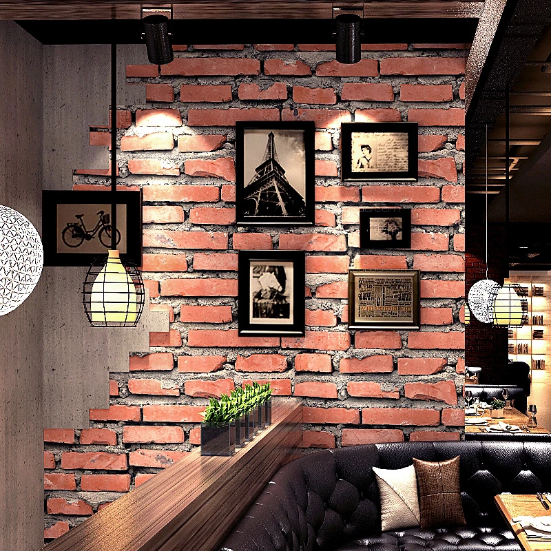 Retro Cafe Bar Restaurant Red Brick Wallpaper 3d Embossed Imitation Brick Wall Pvc Waterproof Eco Friendly Wall Paper 3 D Tapety Wallpapers Aliexpress