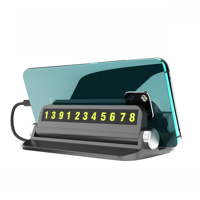 

HOOWAN 3 in 1 Multi-functional Car Temporary Parking Phone Holder Card Holder Luminous number Phone stand