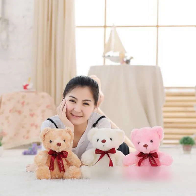 Mini oso luminoso Juguetes 25 cm suave felpa Peluches LED Glow almohada Animal de peluche muñeca niños Juguetes para niñas