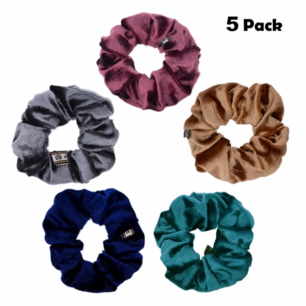 

5 Pcs/lot New Solid Color 4'' Velvet Hair Scrunchies for Women Girls' Elastic Hair Ties Ropes Accessories PT039