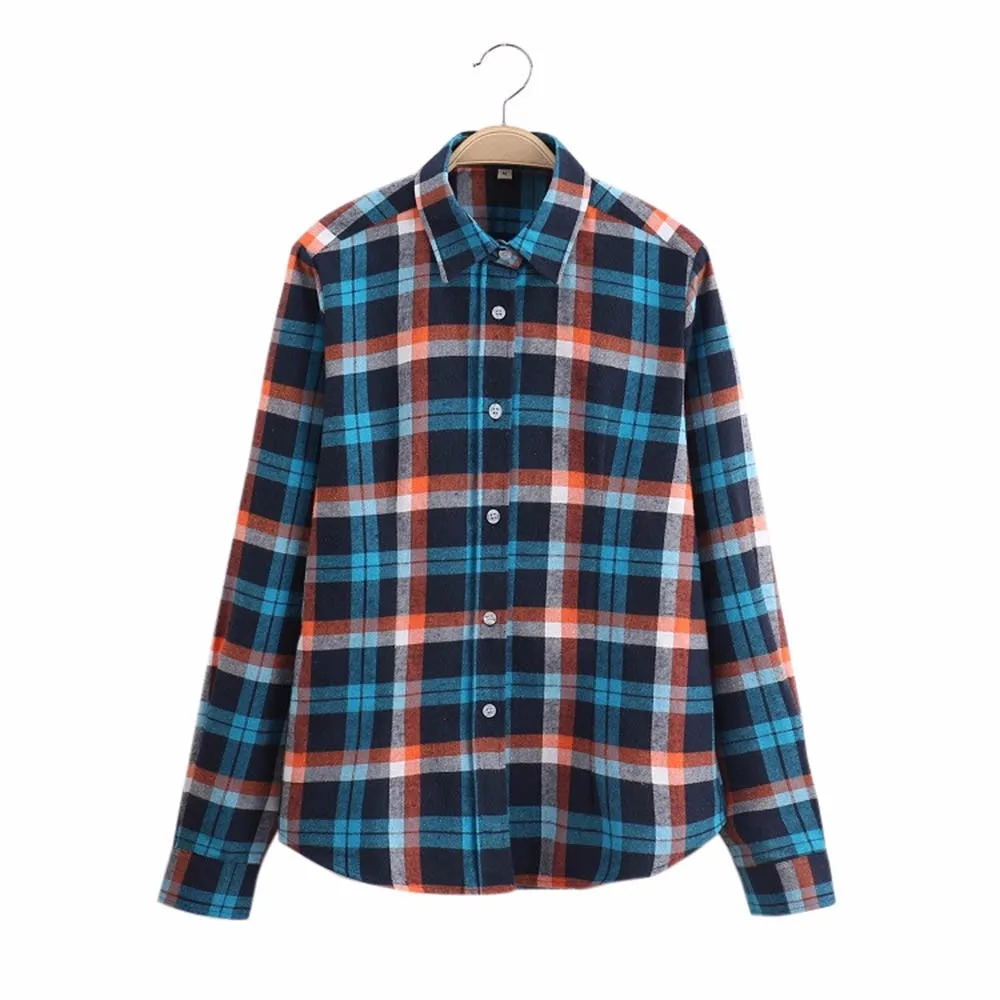 Long Sleeve Print Chiffon Large Size Women Long Sleeve Cotton Tops Wild Plaid Shirt Blouse Streetwear W9326 Long Sleeve Print Chiffon Large Size Women Long Sleeve Cotton Tops Wild Plaid Shirt Blouse Streetwear W9326