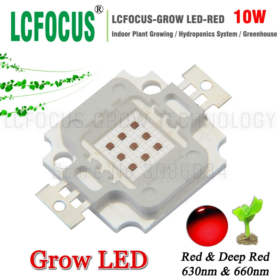 

High Power LED Chip 10W Deep Red 660nm 630nm Diode COB DIY 50W 100W 200W LED Grow Light For Vegetable Fruit Flower Indoor Plant