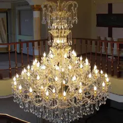 Большая вилла люстра Европейский кристалл лампы Роскошные свечи лампу многослойная Свадебные украшения лампы indoor свет люстры