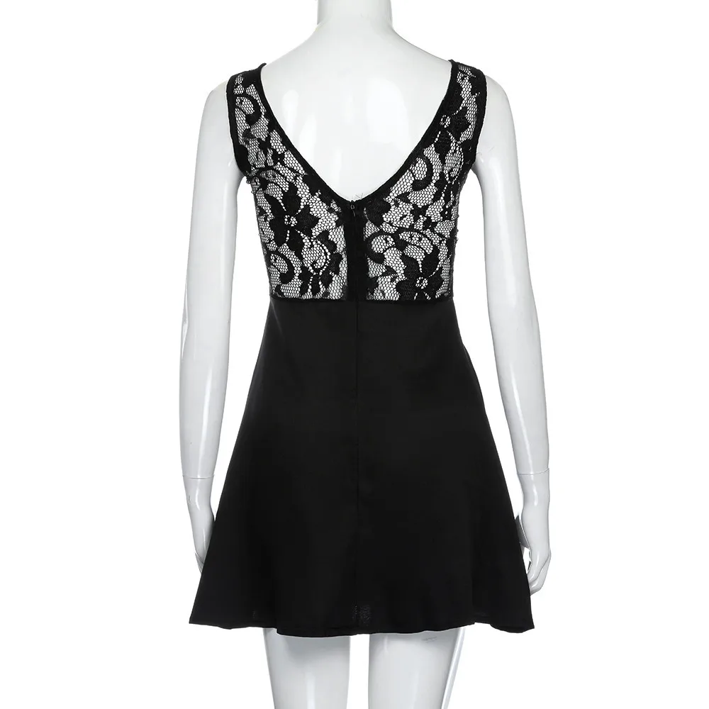 Women Dress Women Summer Casual Backless Prom Cocktail Lace Short Mini Dress Summer Casual Lace Sleeveless Sexy Ball Gown Dress