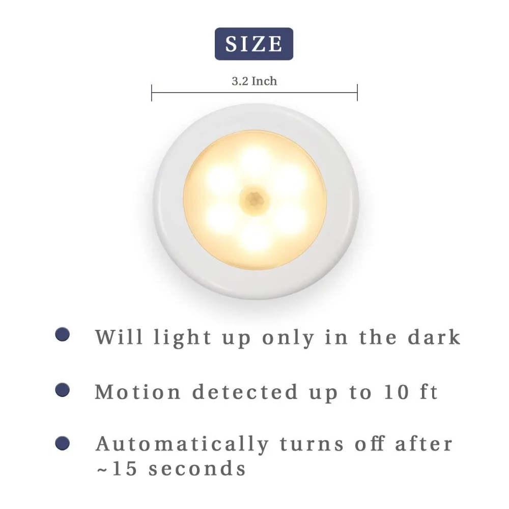 6 сенсорные светодиоды пассивный инфракрасный датчик ночного освещения и обладает ИК-датчиком движения светодиодный лампы автоматического включения и выключения шкаф Батарея Мощность для дома Бра шкаф Лестницы