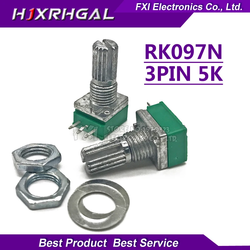 5PCS RK097N 5K single linked potentiometer B5K with a switch audio 3pin