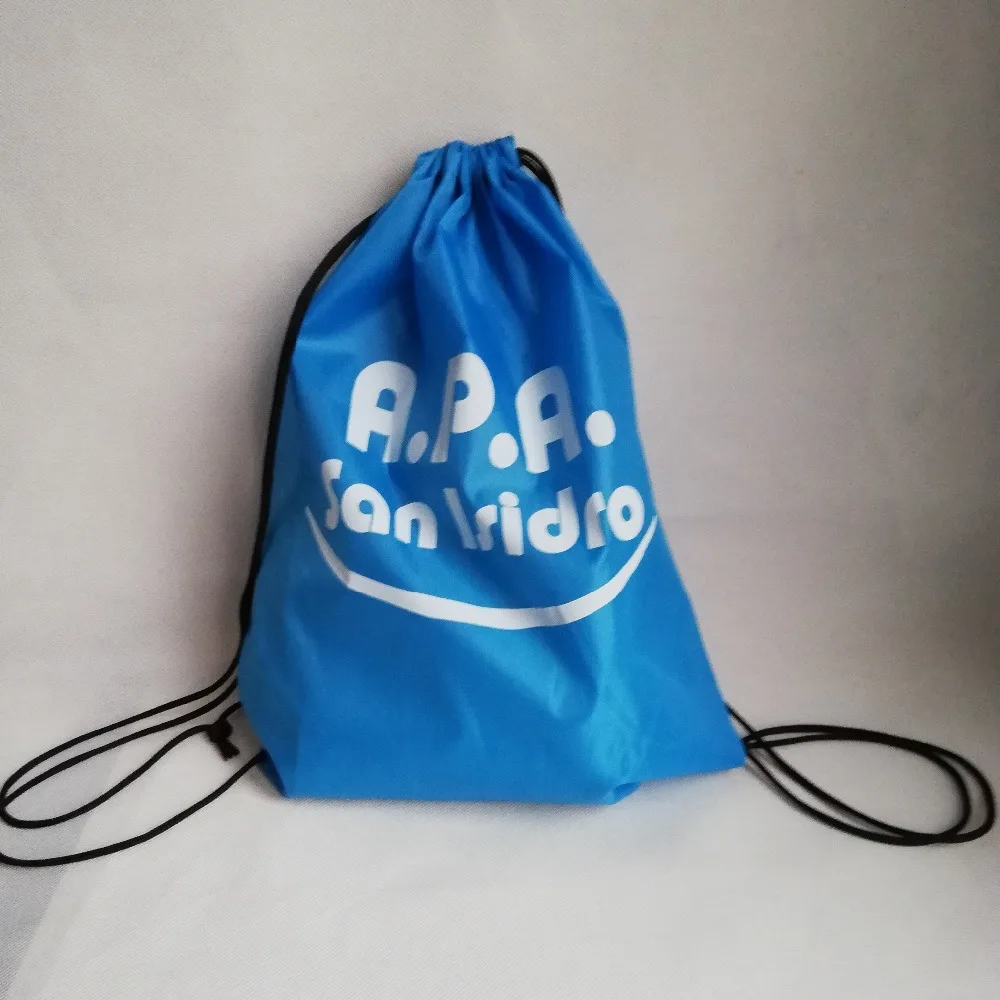 

Wholesale 500pcs/lot 42HX34CM 210D DIY Nylon Drawstring Backpacks Custom Logo Printing Waterproof Bag for Travel and Sports