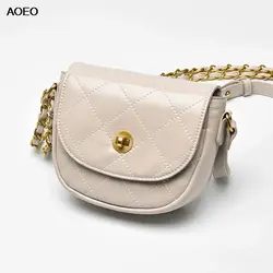 AOEO седельная сумка Для женщин сумка с тиснением Женские высокое качество сумка через плечо сумка из спилковой кожи цепи небольшая сумка