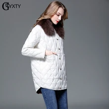 GBYXTY, ультра легкий пуховик и пальто для женщин, Осень-зима, Воротник из лисьего меха, утиный пух, пуховая куртка, пуховик, парка, ZA1053