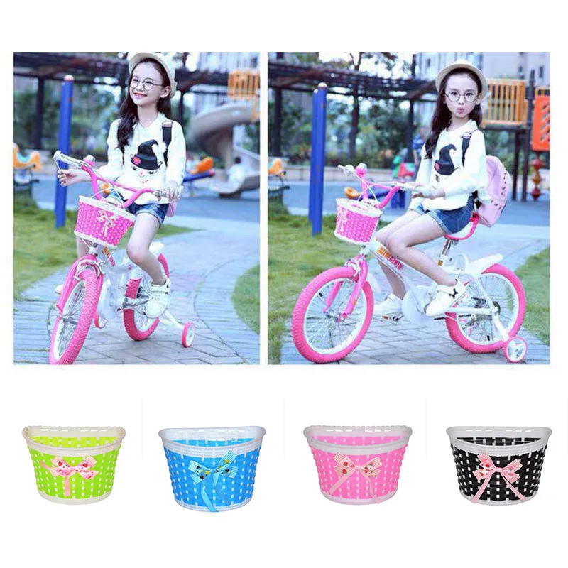 Excellent Bicycle Basket Front Bag Rear Hanging Basket Panniers Bike Bowknot Front Basket For Children Girl Gifts Cycling Accessories 1