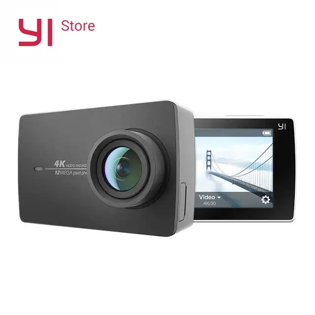 YI 4K Action Camera 2.19"LCD 4K/30fps Tough Screen 155 Degree EIS Wifi Black International Edition Ambarella A9SE75 12MP CMOS