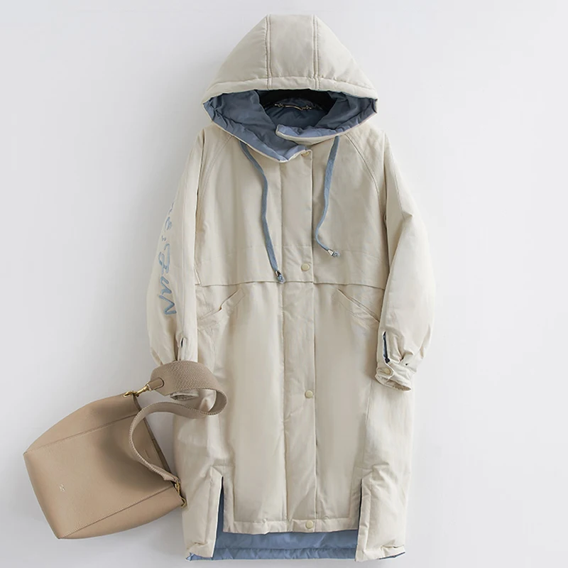 

90% White Duck Down Jacket Women Thicken Winter Coat Women Hooded Long Parka 2019 New Arrival Straight Loose Womens Down Coats